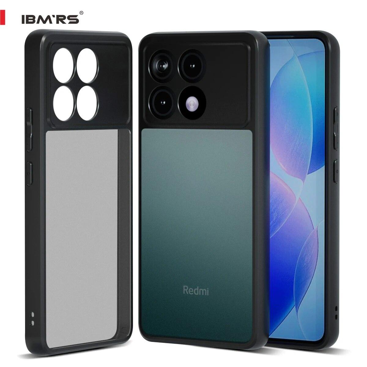 

(В комплекте ремешок на запястье)ibmrs для Xiaomi Redmi K70 Pro/K70 защитный чехол от отпечатков пальцев, матовый прозрачный защитный чехол для телефона matte black матовый черный