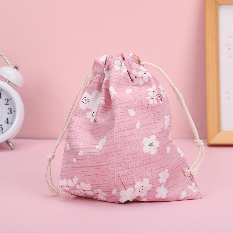 Portable Organizer for Underwear Socks Bra Cotton Makeup Bag Travel Drawstring Bags Ins Flower Print Clothes Organizer