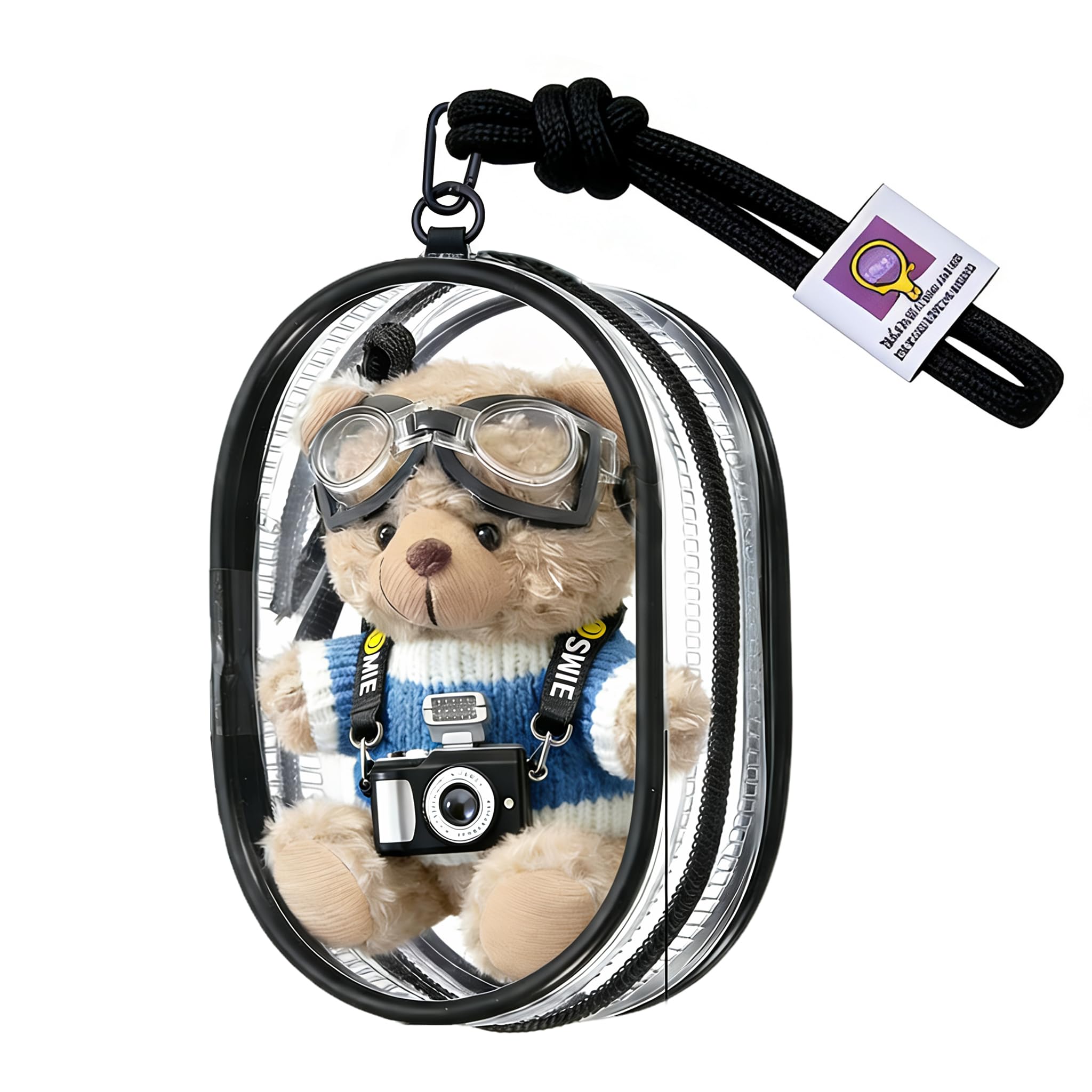 

[Coyoohouse] Fluffy Plush Keychain with Camera, Cute Bear Design, Strap Included, BackpackBag Accessory, Perfect Christmas or Children s Day Gift,