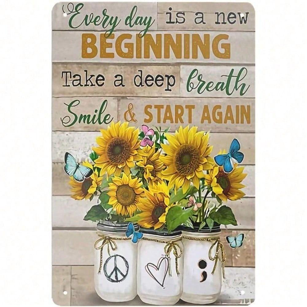 

Vintage Floral Metal Wall Sign for Kitchen Cafe Bar Retro Home Decor