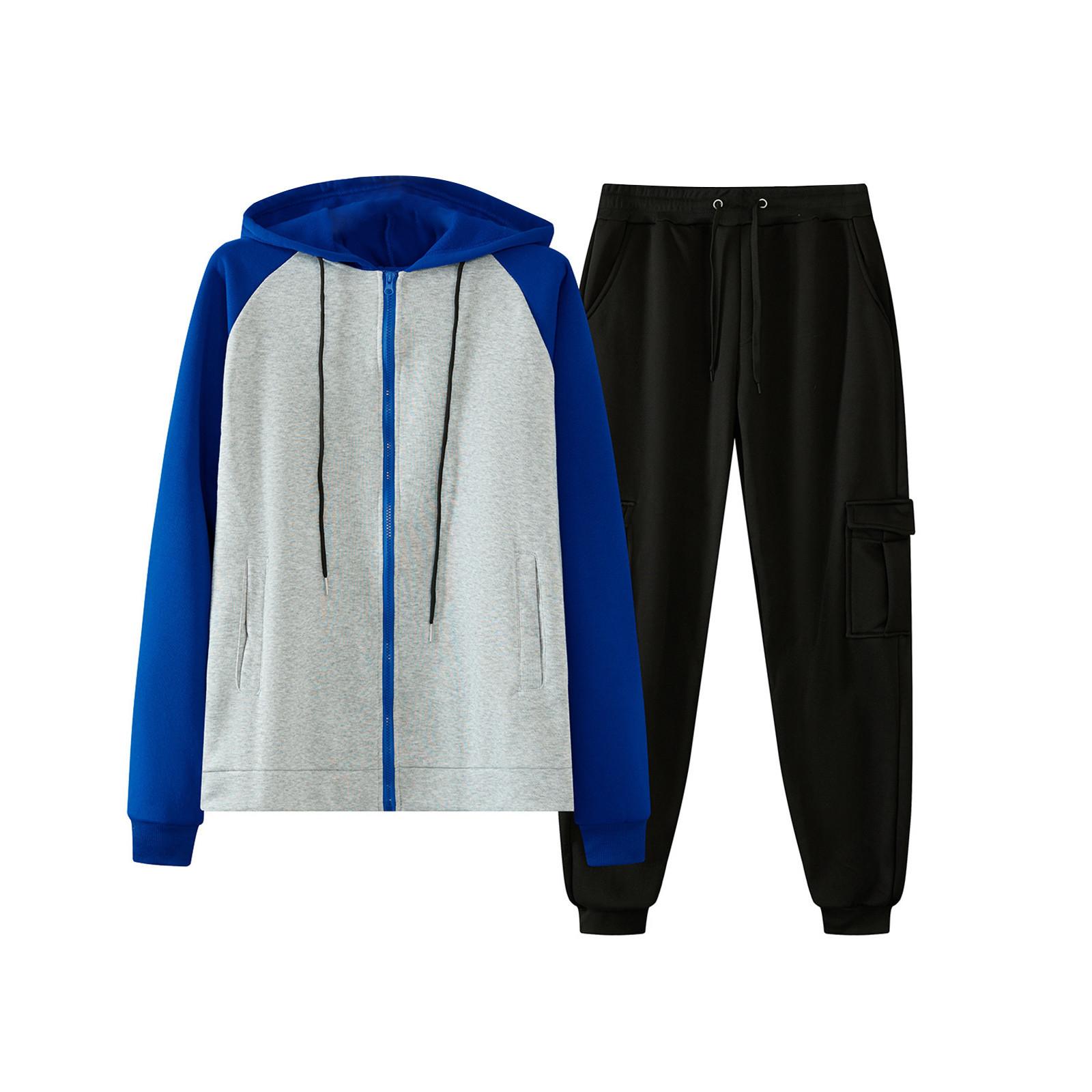 

Мужской спортивный костюм с капюшоном, унисекс, двухсекционная одежда для бега, пуловер с длинными рукавами, толстовки с капюшоном + комплект спортивных штанов XL
