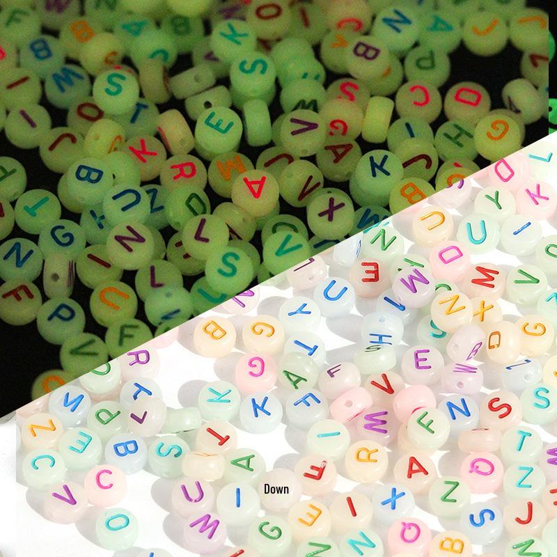 

Акриловые светящиеся бусины-буквы, разные стили, 100 шт./пакет для изготовления браслетов своими руками Diameter ~7mm, Thickness ~4mm, 100 pcs/pack