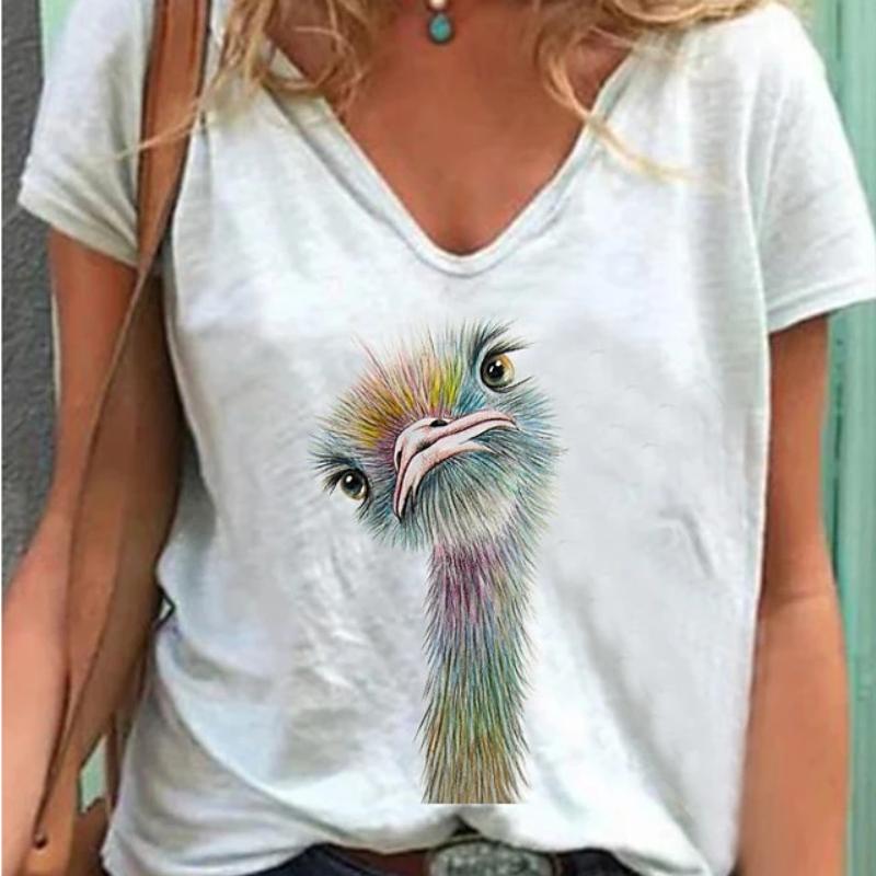 

Модные весенние блузки с принтом бабочек, футболки с V-образным вырезом и короткими рукавами, повседневные M белый