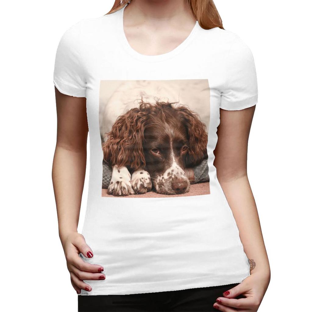 English Springer Spaniel TShirt for Women Crew Neck Streetwear T Shirts Womens Short Sleeve Summer Clothes Tops
