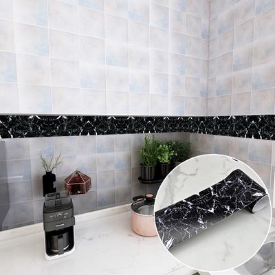 Schwarzer Marmor-Sockel-Ecken-Wandaufkleber, Badezimmer, Küche, Büro, Glas, Taillenlinie, Heimdekoration, wasserdichte Wellenleiter-Tapete