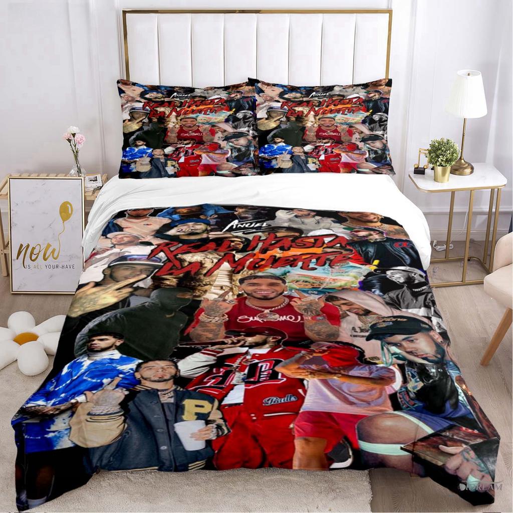 Anuel AA Rapper Hip Hop Singer All Season Duvet Cover Bedding Set Soft Quilt Cover and Pillowcases Teen Single_Double_Queen_King