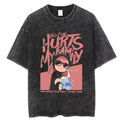 MINISOSPY×FAMILY Abbigliamento Anime Anya Forger T-shirt Stampata Kawaii da Donna Magliette Oversize Harajuku Unisex Maglietta in Cotone Lavato