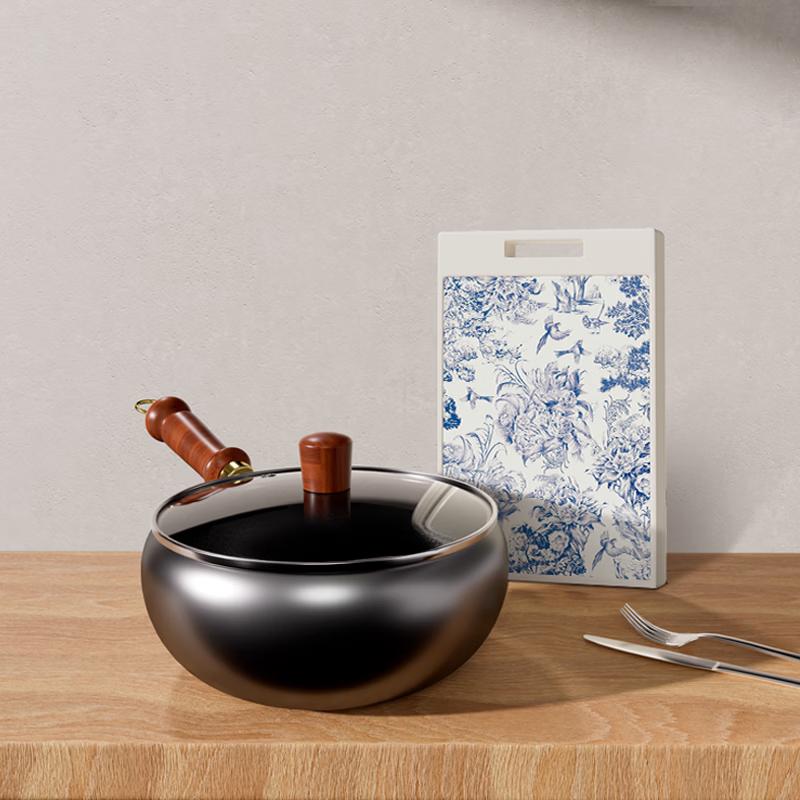 VELOSAN Forged Wok and Stainless Steel Cutting Board Set