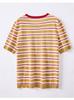 Round Neck Striped Shoulder Short-sleeved T-shirt for Women