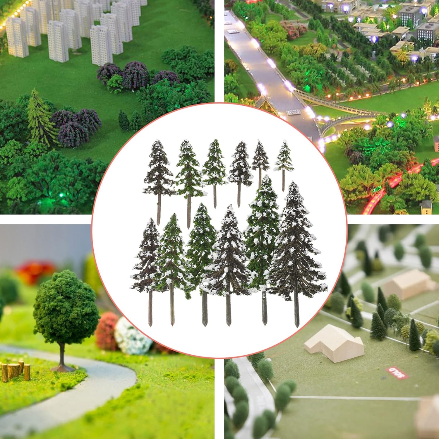 Assorted Pine Trees, 12PCS Miniature Sisal Trees Tiny Christmas Village Trees, Mini Christmas Trees for Villages Tabletop Decorations