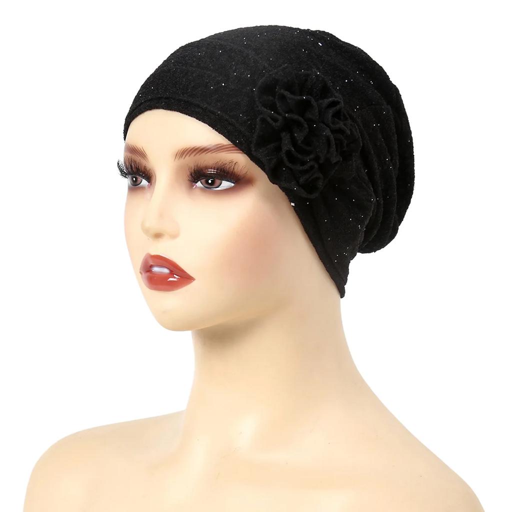 2025 New Muslim Fashion Flowers Turban Cap Women Hijab Islamic Chemo Cap Head Scarf Ladies Head Wrap Cover Hijab Scarf