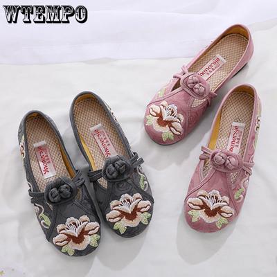 Women's Flat Embroidered Shoes Ethnic Style Dance Shoes Old Beijing Cloth Shoes Casual Mom Shoes