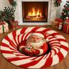 Washable Round Carpet Christmas Rug, 39" Imitation Cashmere Santa Snowflake Pattern, Pattern Rug Holiday Area for Home Living Room Bedroom Decor Stain