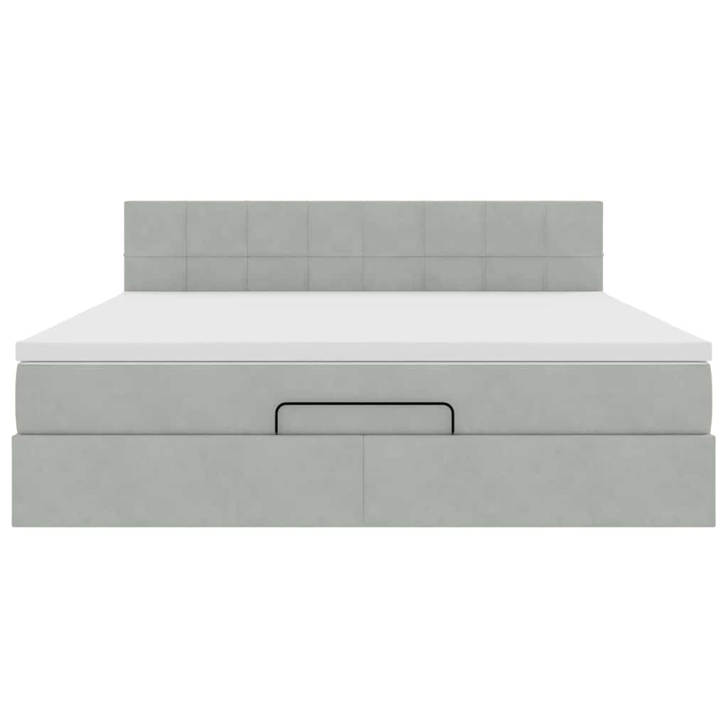 Ottoman Bed with Mattress Light Grey 180x200 cm Velvet