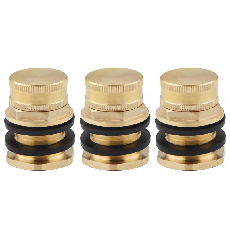 

3PCS Secure Copper Water Tanks Connector Brass Bulkhead Fitting with Rubber Washer 1/2 Female Thread to 3/4 GHT Male