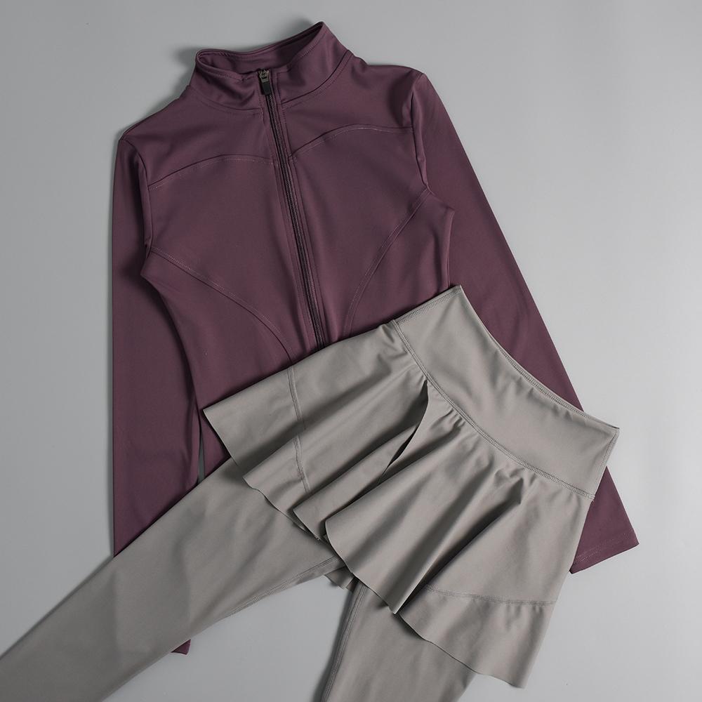 Women's Slim Fit Long Sleeve Sports Suit - Autumn/Winter Gym & Yoga Wear with Round Neck Jacket