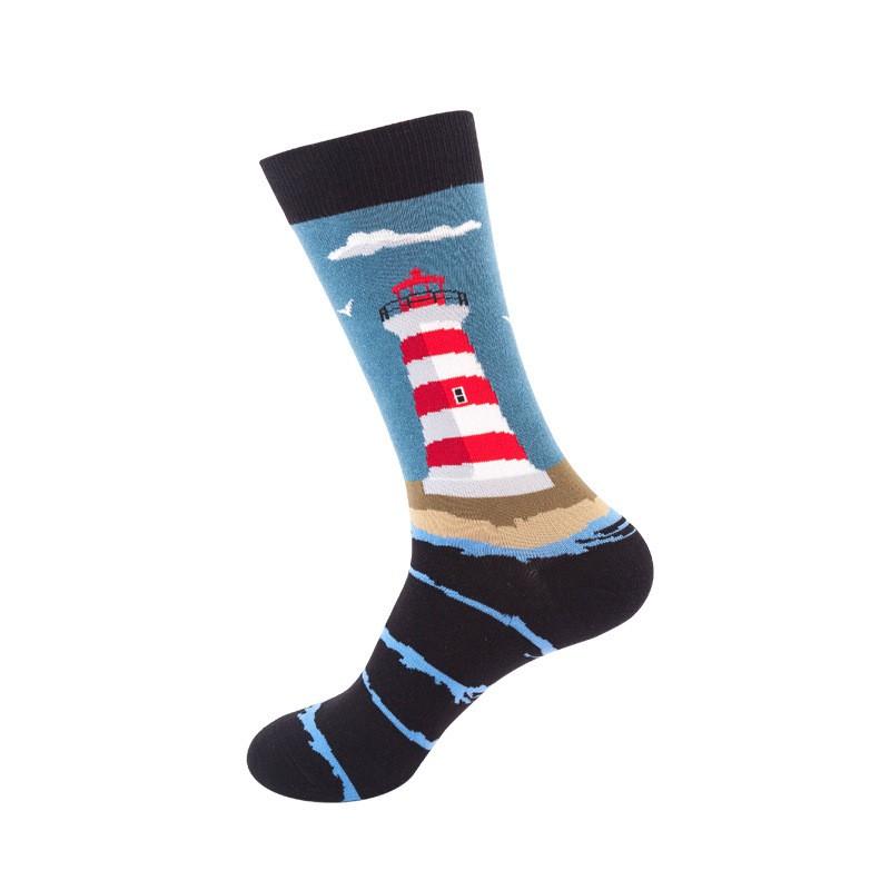 Stylish Cosmic Print Mid-Calf Socks Women Men Cotton Blend Trendy Streetwear Casual