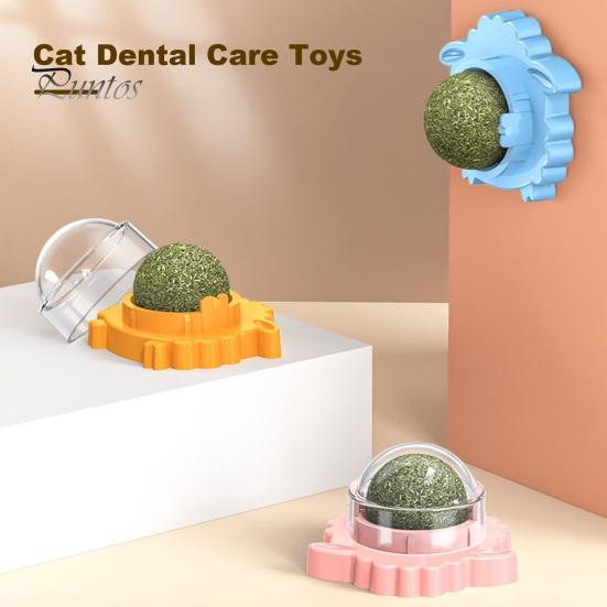 Wall Catnip Ball Toy Rotatable Catnip Ball Lick Treats Catnip Toy Sheep Shape Toy with Dust-Proof Cover for Cat Oral Health