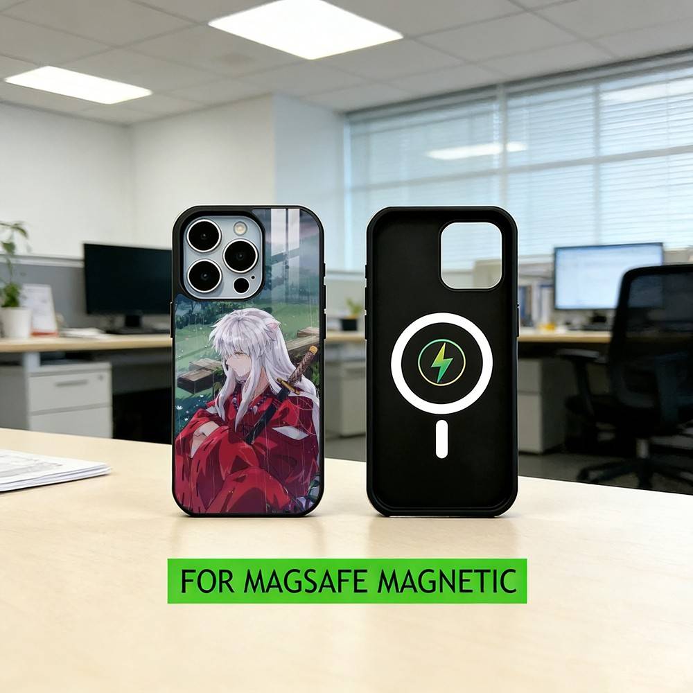 Inuyasha Silhouette Red Katana Anime Phone Case For iPhone17,16,15,14,13,12,11 Plus,Pro Magnetic For Magsafe Wireless Charging