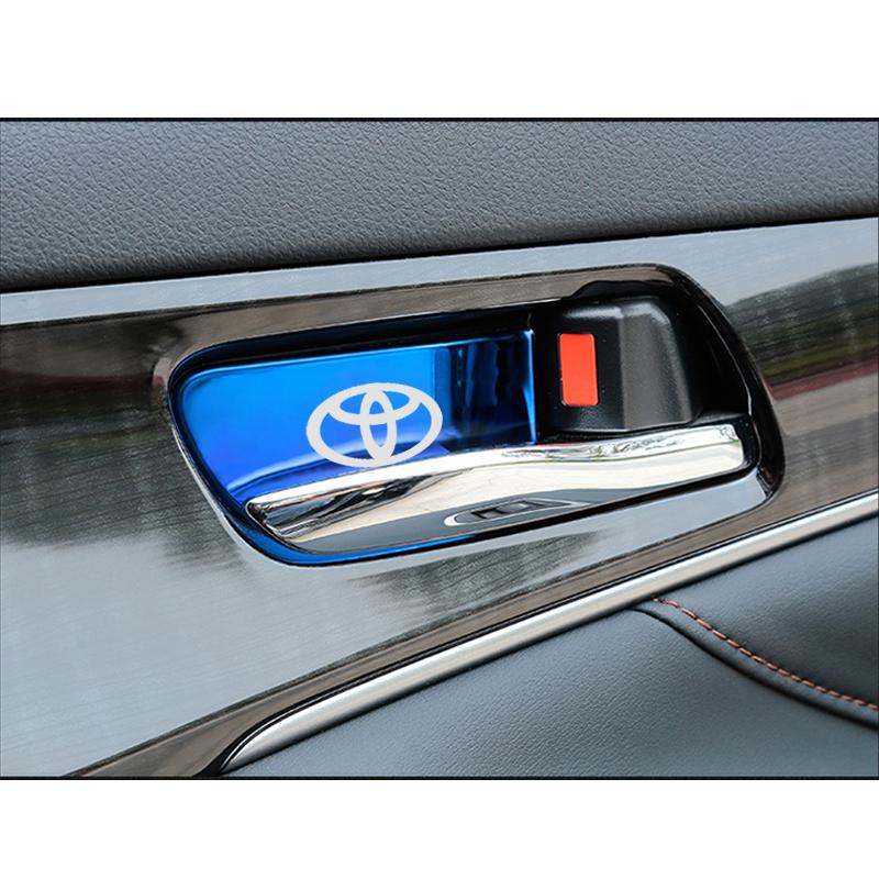 4pcs For Toyota Crown C-hr Car Interior Door Handle Ornament Case Sticker Shell Metal PRIUS 86 Harrier Vellfire Alphard Auto