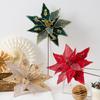 Sequins Artificial Poinsettia Flower 32CM Sequins Flower  New Year Festival