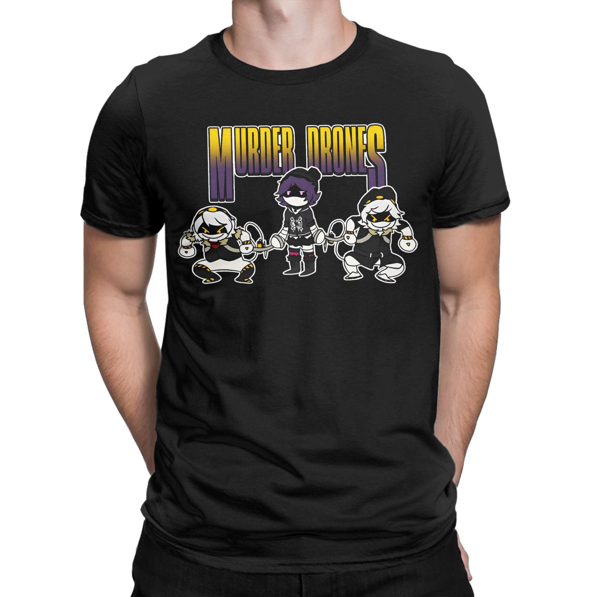 

Murder Drones Anime T Shirts Men 100% Cotton Funny T-Shirts Round Collar Tees Short Sleeve Tops Unique - Men s Summer Cotton... S разноцветный