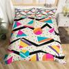 Psychedelische 3D Geometrische Bettbezug Mikrofaser Bunt Pop Art Queen Size Retro 80er Jahre Bettwäsche Set