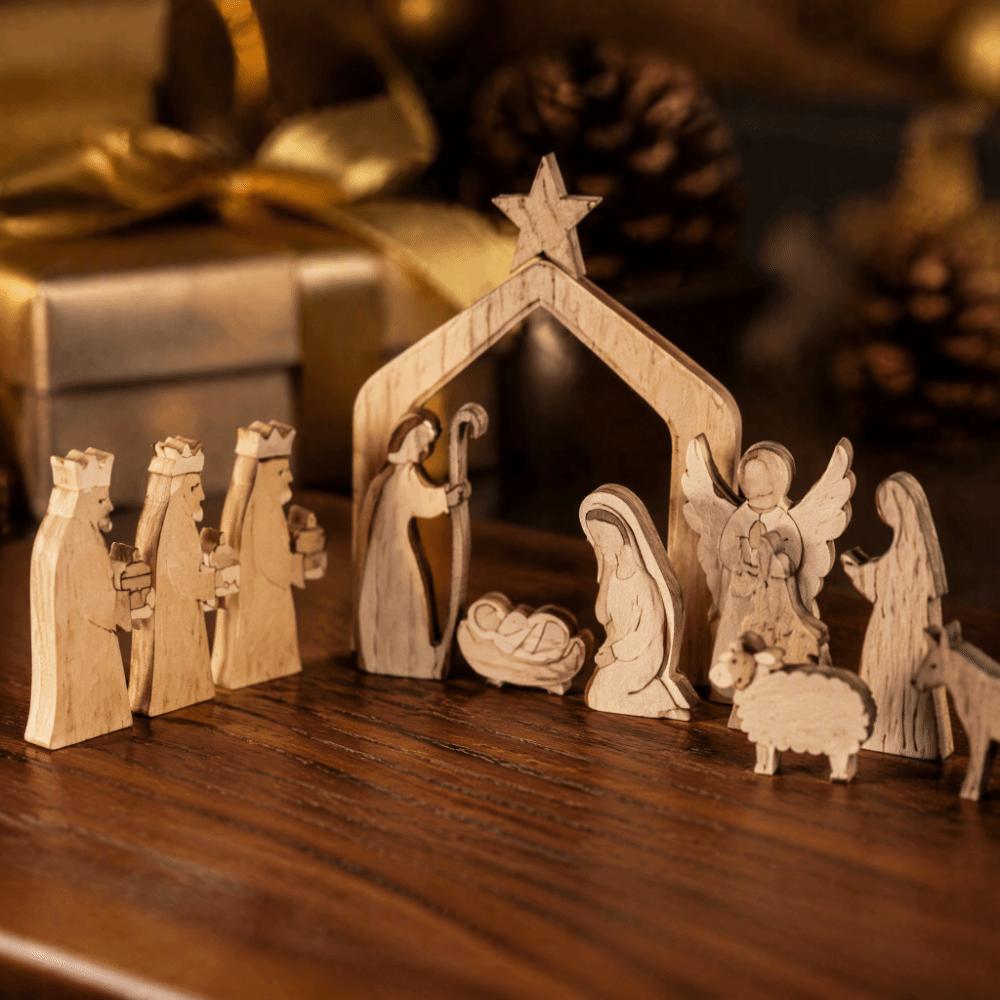 Mini Nativity Scene Decorations Stable Wooden Nativity Scene Set Nativity Scene Table Centerpiece