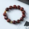 Sandalwood Inlaid Silver Three-in-one Zodiac Bracelet Sandalwood High-quality Genuine Lobular Red Sandalwood Snake Year Natal Year Bracelet