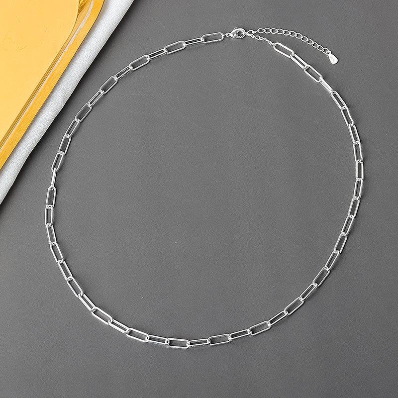 925 Silver Hiphop Necklace New Fashion Simple Geometric Handmade Clavicle Chain Party Jewelry Gifts for Women