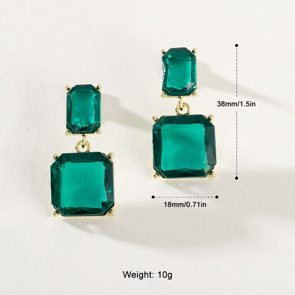 Pinkdudu Korean Version Clear Crystal Drop Stud Earrings Simple Alloy Geometric Square Earrings for Women Jewelry Gifts PD683