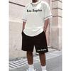 Stylish New Men's Athletic Shorts Short-Sleeve Set Casual Crew Neck Short-Sleeve Street-Style Cool Breathable Two-Piece Set