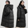 Medium and Long Bread Clothes, Down Cotton Clothes, Women's New Thickened Hooded Large Pockets, Loose Large Size Cotton Clothes.