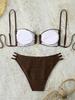 2025 European & American Strappy Backless Pleated Bikini Set – Solid Color Swimwear