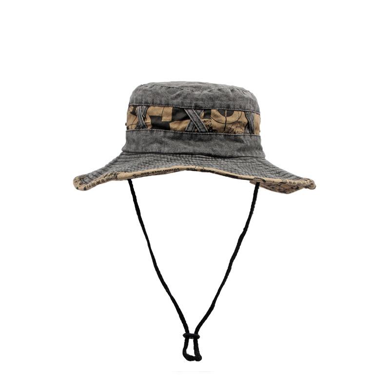 

Outdoor Fisherman Hats Men Women Summer Wide Brim Bucket Hat Sunscreen Sun Hat Fishing Hiking Cap Washed Cotton Panama Cap 56to58cm чёрный