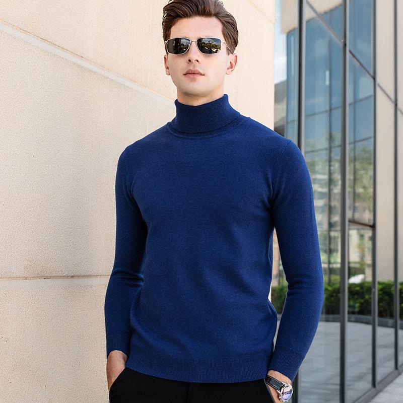 Men's Turtleneck Sweaters Keeps Warm Men Sweater Close-Fitting Man Pullover Youth Knitwear Tops for Male