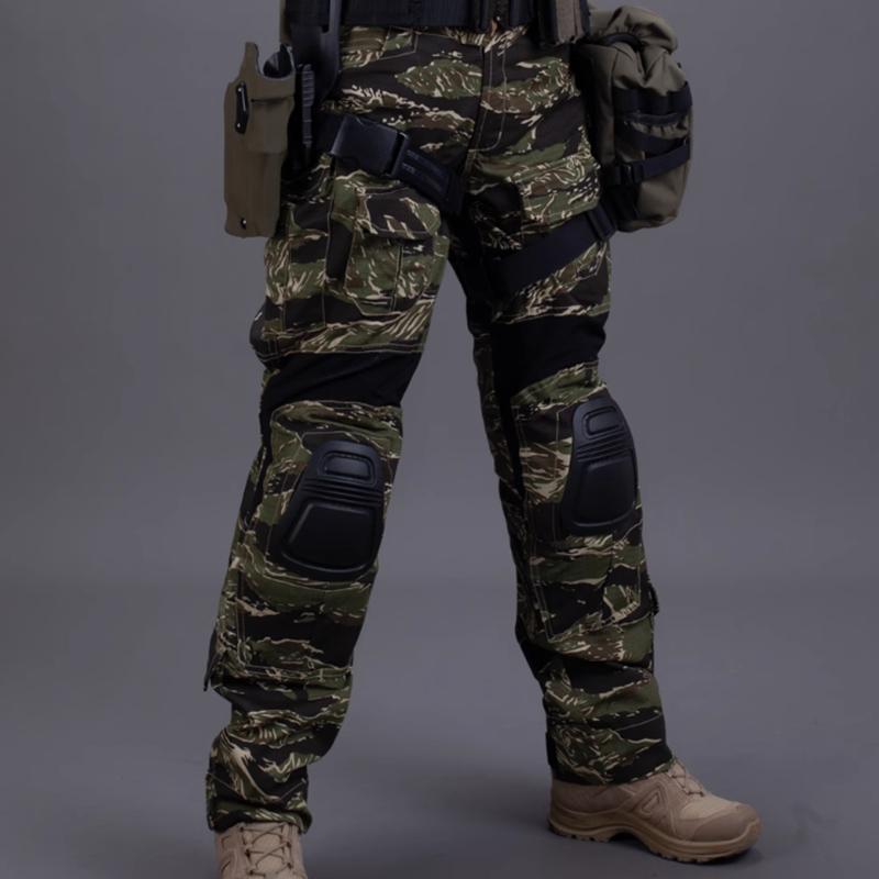BEPAN G3 Versatile Outdoor Sport Hunting Combat Pants With Knee Pads Green Tiger Print