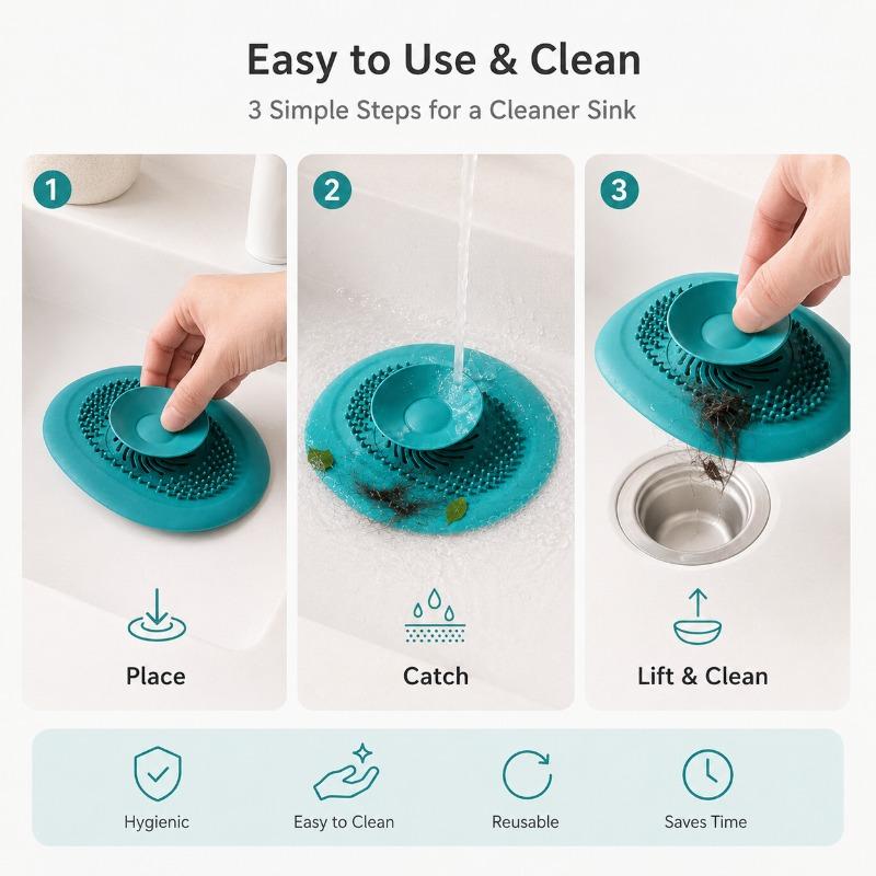 Sink Plug Bathroom Hair Catcher Stopper Silicone Shower Floor Drain Cover Filter Deodorant Anti-clogging Kitchen Drain Strainer