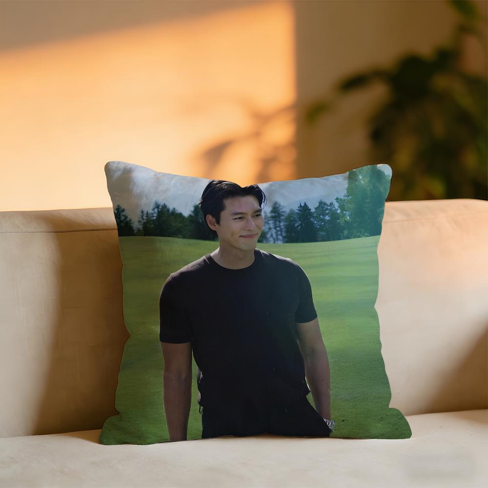 Hyun Bin Cushion Cover Cozy Velvet Throw PillowSoft Warm Cushion For Sofa Bed 30x30 cm