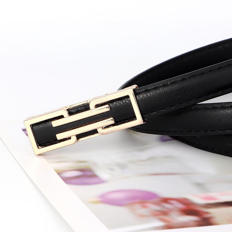 Geometric Symmetrical Metal Buckle Decoration Women Slim Waist Belt Daily