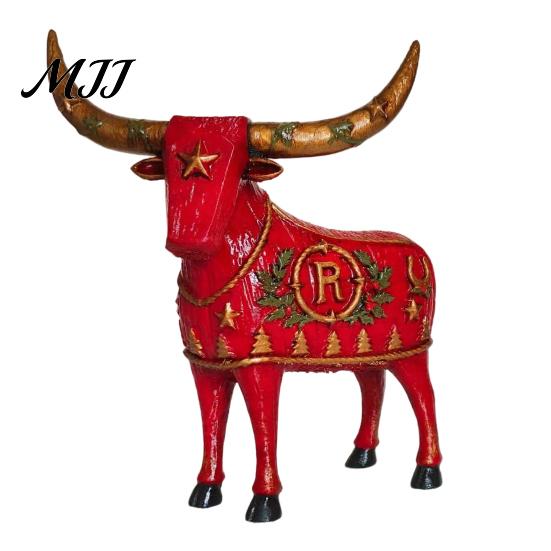Vintage Bull Head Tabletop Statues Longhorn Cow Figurine, Rustic Farmhouse Animal Sculpture, Western Home Decor Statue, Christmas Ornament for