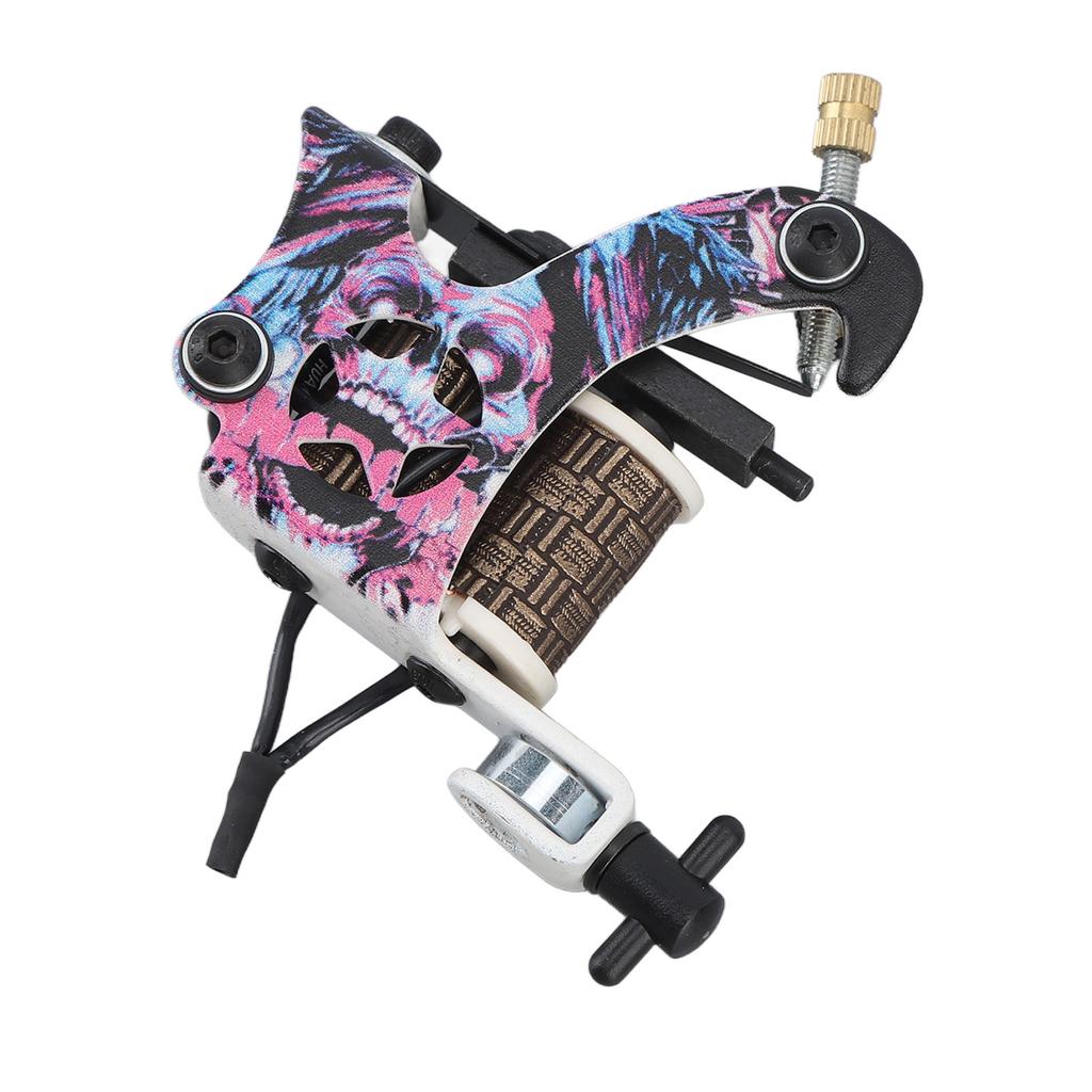 10 Wrap Coils Tattoo Machine Skull Pattern Liner Coils Tattoo Machine for Beauty Salon Pink