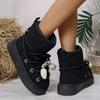 Fashion Autumn and Winter New Style Thick-soled Cross-tie Snow Boots Thickened Mid-length Over-the-knee Warm Women's Boots Zapatos Mujer