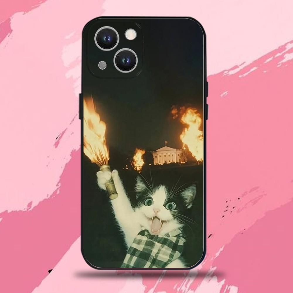 Cat Memes Phone Case For iPhone 16,15,14,13,12,11 Plus,Pro Max,XS,X,XR,SE,Mini,8,7,Soft Silicone Black Cover