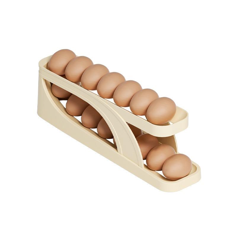 Rolling Egg Dispenser Refrigerator Egg Organizers Containers Storage Box Automatic Sliding Spiral Egg Holder Home Kitchen Gadget