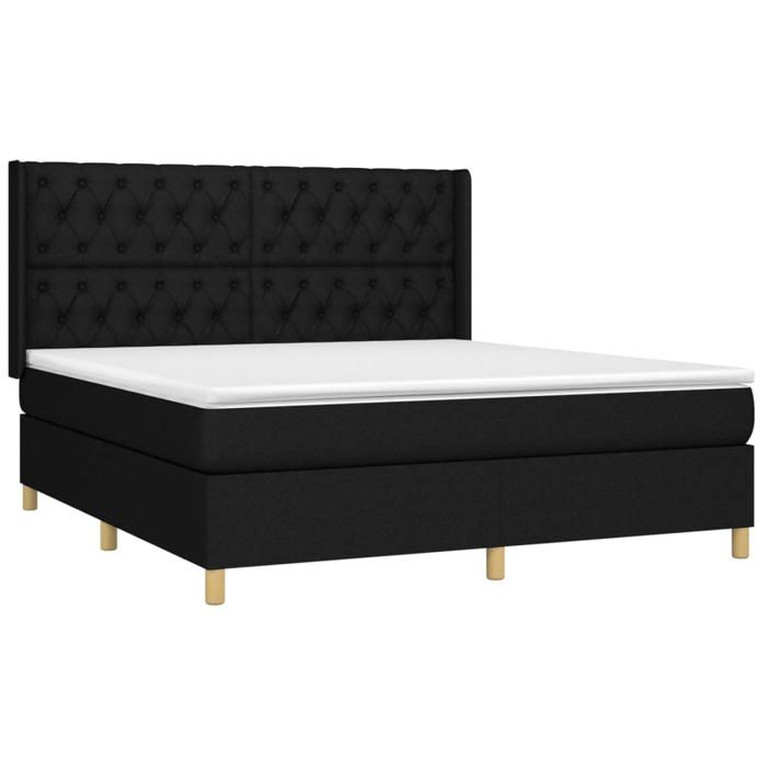 Maison Exclusive - Sommier à lattes de lit matelas et LED Noir 160x200 cm Tissu