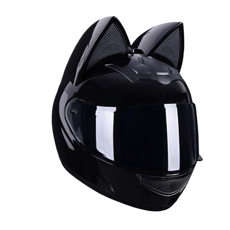 Electric Motorcycle Cat Ear Helmet Female Four Seasons Full Helmet Male Knight Locomotive Cute Rabbit Ears