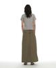 PARTIMENTO WOMEN Inverted Drawstring Maxi Skirt_Khaki Green