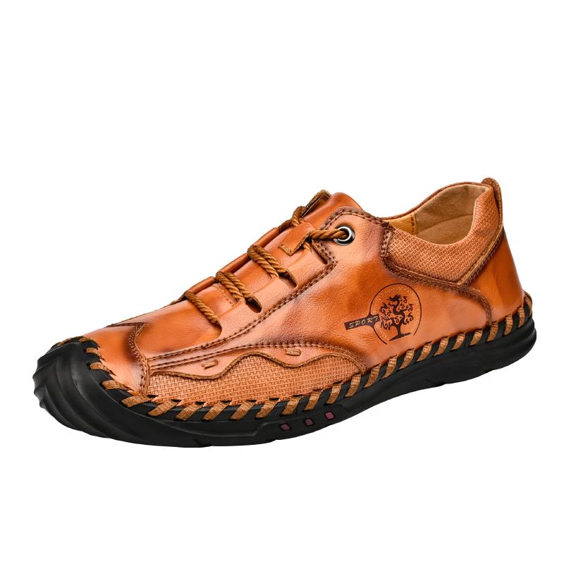 Fashion High quality men's spring and autumn casual leather shoes work handmade leather new flat comfortable men's shoes size 48
