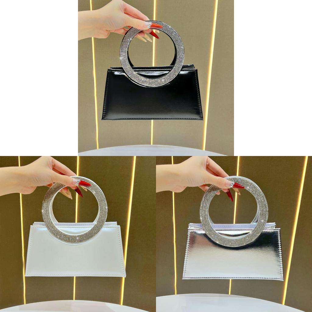 Elegant Pu Evening Clutch With Sparkling Rhinestones For Formal Events